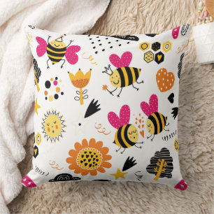 Cute Bumblebee and Rainbow Nursery  Cushion