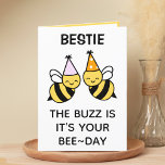 Cute Bumblebee Bee Best Friend Happy Birthday Thank You Card<br><div class="desc">Looking for a unique way to express your love and humour to your bestie? Our funny bumblebee pun greeting card is the perfect choice for your best friend on his or her birthday! Customise it by adding your own personal message. Design features two bees wearing pink and orange birthday party...</div>