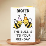 Cute Bumblebee Bee Sister Happy Birthday Thank You Card<br><div class="desc">Looking for a unique way to express your love and humour to your sibling? Our funny bumblebee pun greeting card is the perfect choice for your sister on her birthday! Customise it by adding your own personal message.  Design features two bees wearing pink and orange birthday party hats.</div>