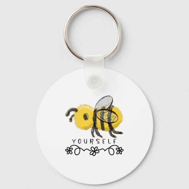 Cute Bumblebee Bee Yourself  Key Ring (Front)