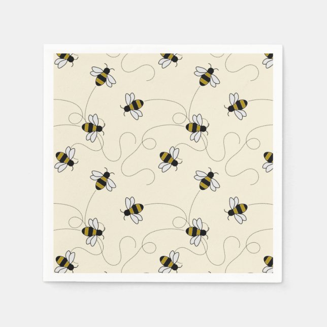 Cute Bumblebee Cartoon Cartoon Killer Bee Pattern Napkin (Front)