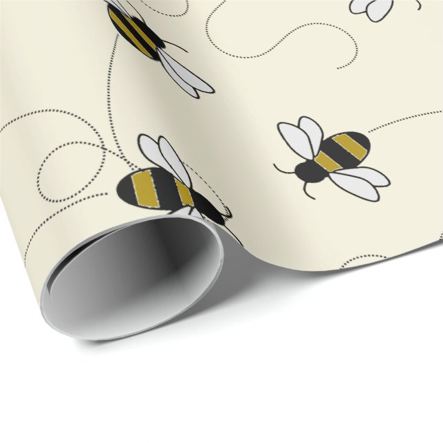 Cute Bumblebee Cartoon Cartoon Killer Bee Pattern  Wrapping Paper (Roll Corner)