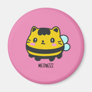 Cute Bumblebee Cat Personalized Text Magnet