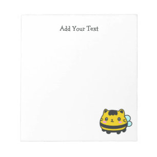 Cute Bumblebee Cat with Personalized Text  Notepad