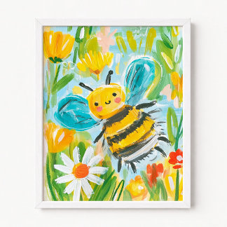 Cute Bumblebee Illustration Poster