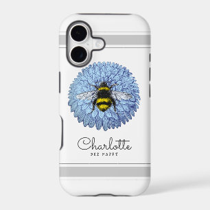 Cute Bumblebee on Blue Flower Add Your Name