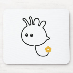 Cute Bumblebee One Line Art with Yellow Flower Mouse Pad