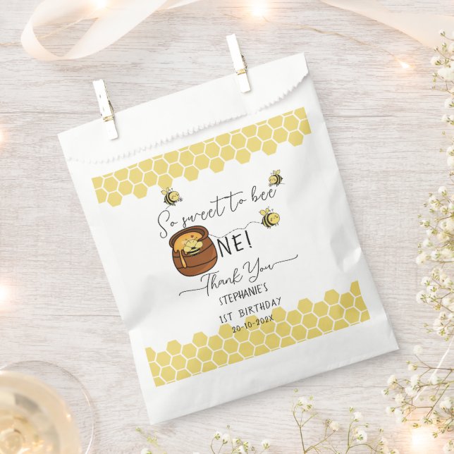 Cute Bumblebee So Sweet To Bee One 1st Birthday Favour Bag (Clipped)