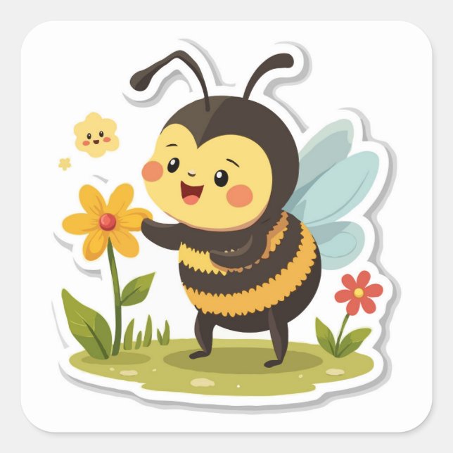 Cute Bumblebee Sticker - Springtime Pollinator (Front)