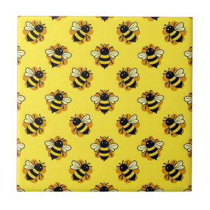 Cute Bumblebee Summer Pattern Ceramic Tile