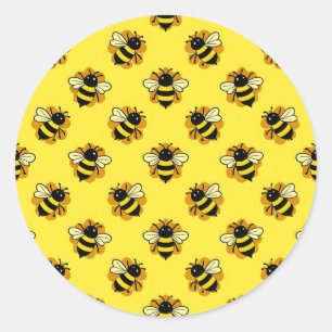 Cute Bumblebee Summer Pattern Classic Round Sticker