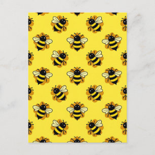 Cute Bumblebee Summer Pattern Postcard