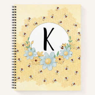 Cute Bumblebees Monogrammed Notebook
