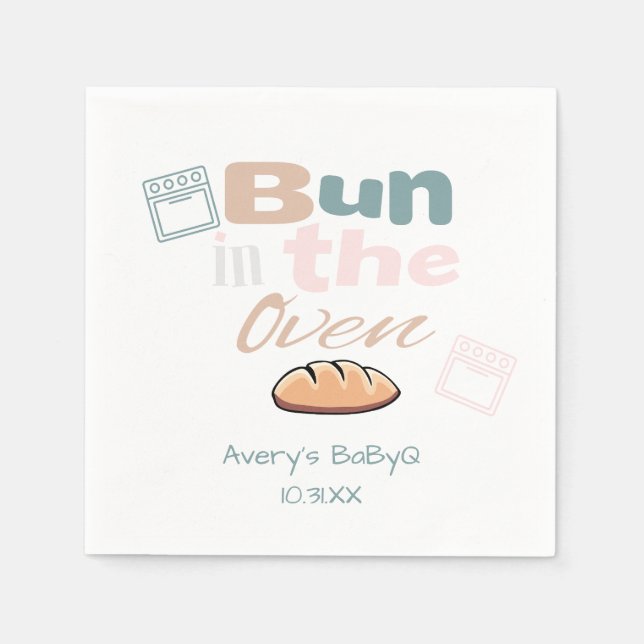 Cute Bun In Oven BaBy Q Shower  Napkin (Front)