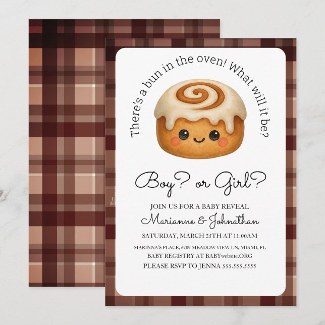 Cute Bun In Oven Baby Reveal  Invitation (Front/Back)