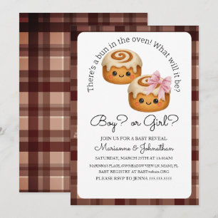 Cute Bun In Oven Boy Girl Baby Reveal Invitation