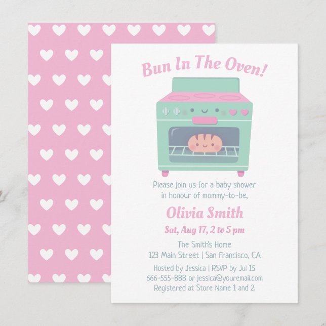 Cute Bun in the Oven Baby Shower Invitation (Front/Back)