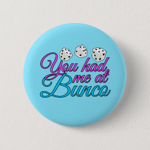 Cute Bunco Game Night Pink Blue Dice 6 Cm Round Badge