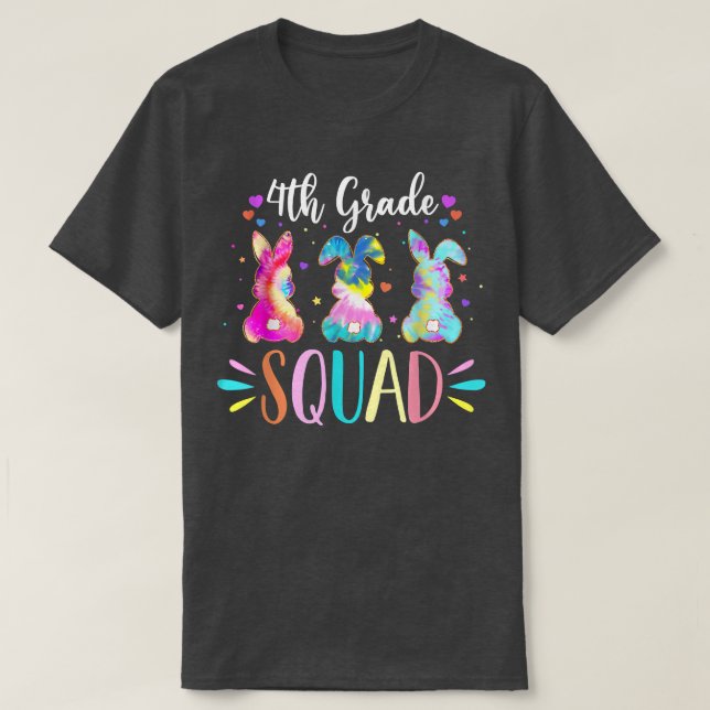 Cute Bunnies 4th Grade Teacher Squad Easter Day Ti T-Shirt (Design Front)