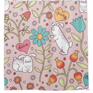 Cute Bunnies: Adorable Seamless Charm. Shower Curtain