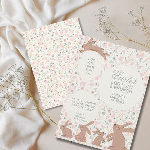Cute Bunnies and Spring Blooms Easter Egg Hunt  Invitation