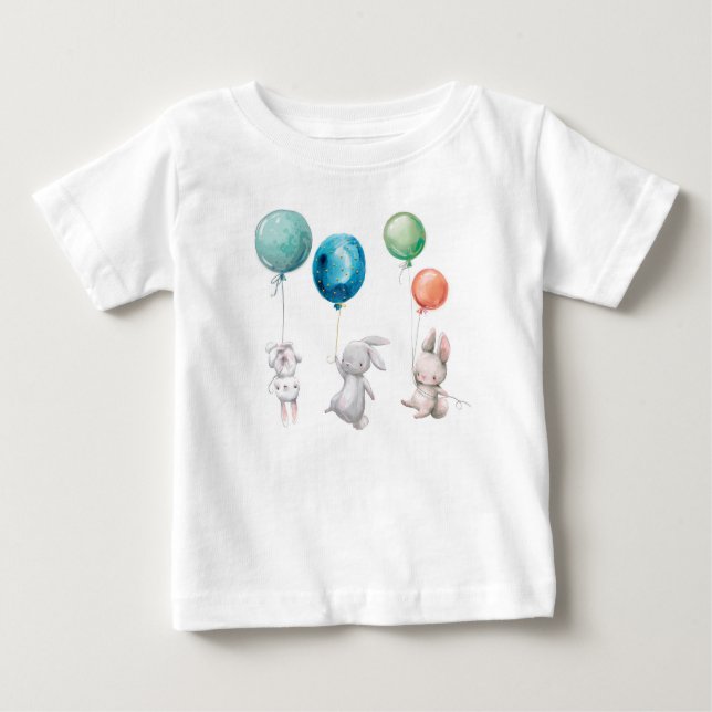 Cute Bunnies Bunny Balloons Custom Baby T-Shirt  (Front)