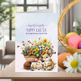 Cute Bunnies Custom Granddaughter Easter Holiday Card