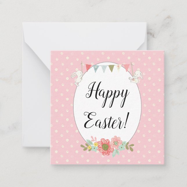 Cute Bunnies Happy Easter Card (Front)