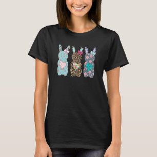 Cute Bunnies Leopard Floral Easter Women & Girls E T-Shirt