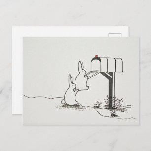 Cute Bunnies Looking for Some Mail Postcard