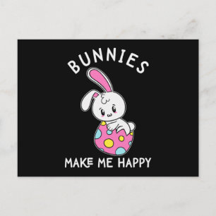 Cute Bunnies Make Me Happy Cute Easter Bunny Postcard