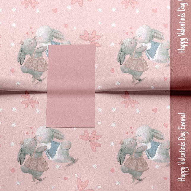 Cute Bunnies on Pink Valentine's Day Pattern Tissue Paper (Creator Uploaded)
