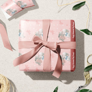Cute Bunnies on Pink Valentine's Day Pattern Wrapping Paper