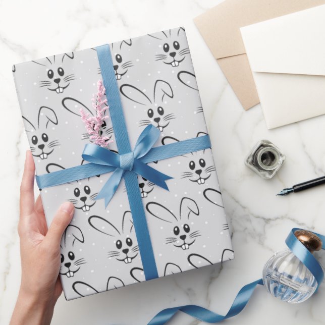 Cute Bunnies On Polka Dots Wrapping Paper (Gifting)