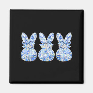 Cute Bunnies Patchwork Coquette Bow Eggs Happy Eas Magnet