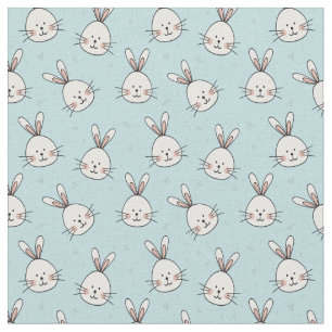 Cute Bunnies Pattern on Baby Blue Fabric