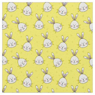Cute Bunnies Pattern on Yellow Unisex Child Fabric