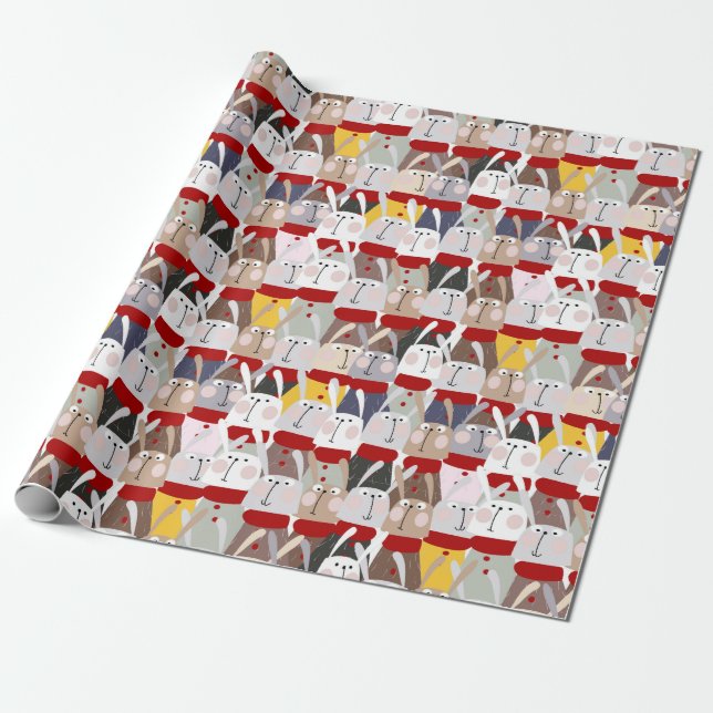 Cute Bunnies Pattern Wrapping Paper (Unrolled)