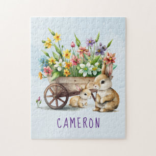 Cute Bunnies Personalised Boy Easter Jigsaw Puzzle