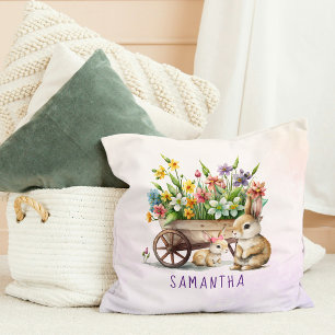 Cute Bunnies Personalised Girl Easter Cushion