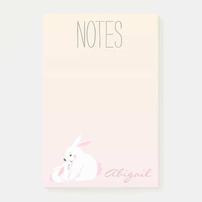 Cute bunnies | Personalised  Post-it Notes (Front)
