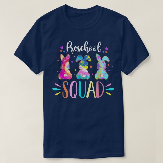 Cute Bunnies Preschool Teacher Squad Easter Day Ti T-Shirt (Design Front)