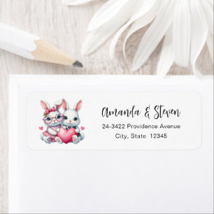 Cute Bunnies Sharing a Heart Address Return Address Label