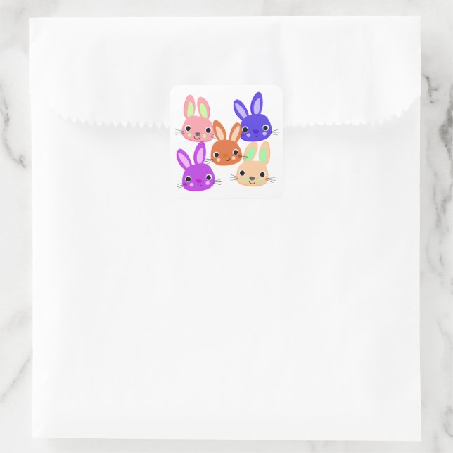 Cute Bunnies Square Sticker (Bag)