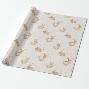 cute bunnies tea party wrapping paper