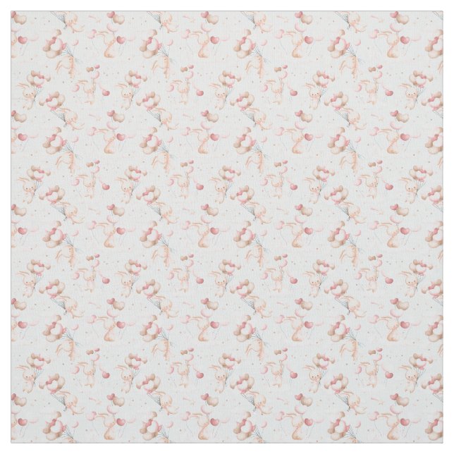 Cute bunnies with balloons fabric (Swatch)