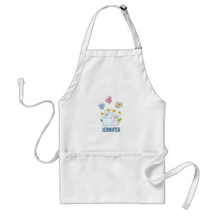 Cute Bunnies with Spring Daisies and Butterflies Standard Apron