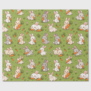 Cute Bunny and Carrot Seamless Pattern Wrapping Paper