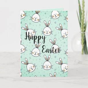 Cute Bunny and Chic Easter Card to Colour