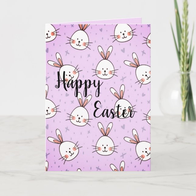 Cute Bunny and Chic Easter Card to Colour  (Front)